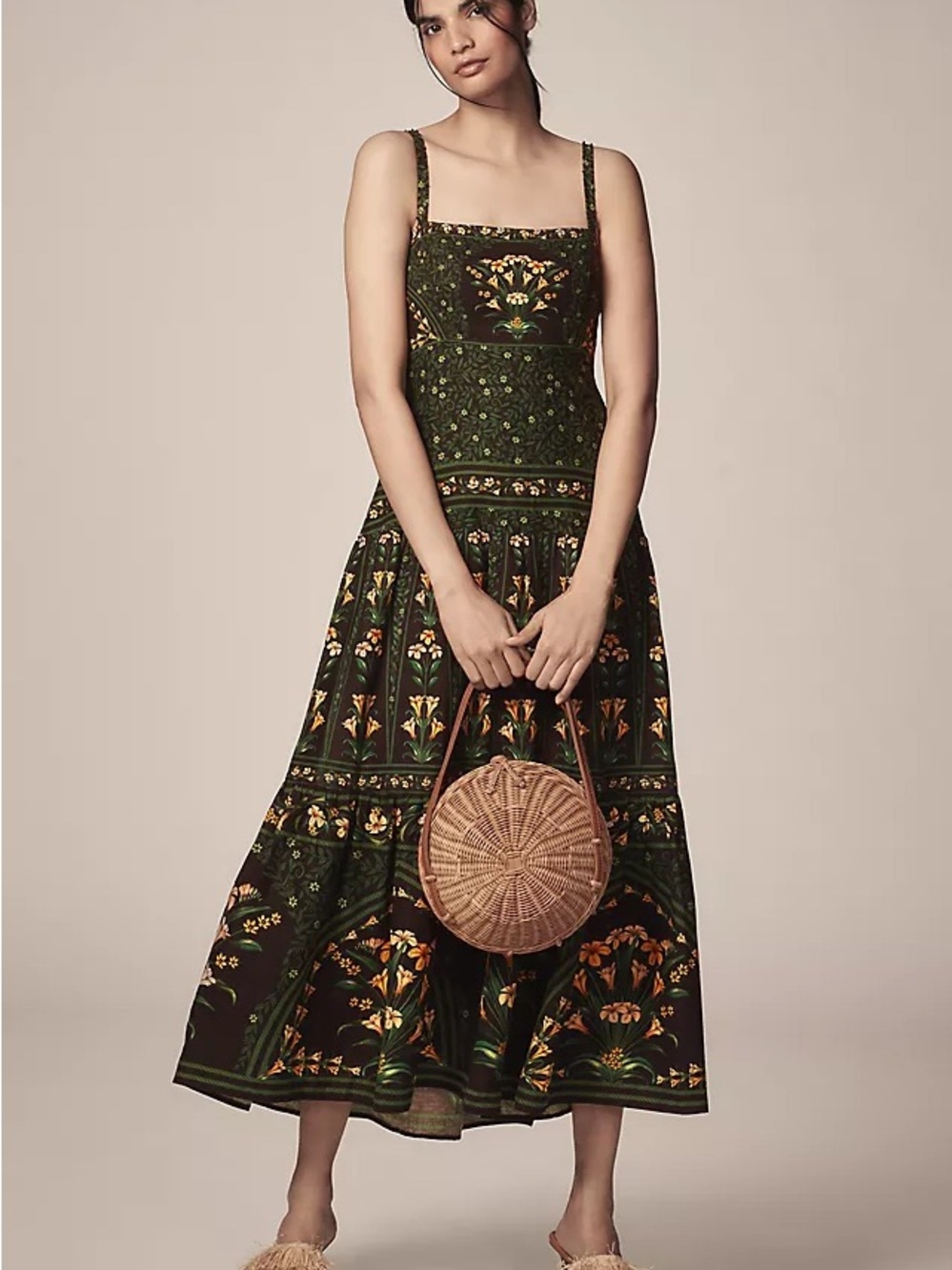 Black Flowers Arch LENZING™ ECOVERO™ Euroflax™ Maxi Dress - Picture 1 of 9